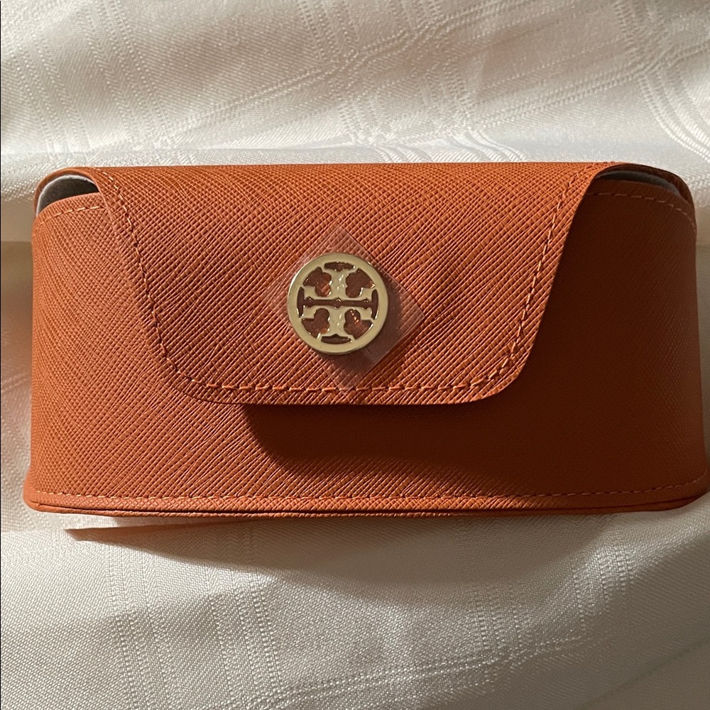 Tory Burch Orange Sunglasses Case with Gold Logo